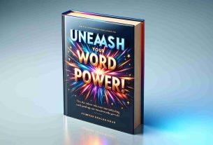 High-definition, realistic image of a book cover titled 'Unleash Your Word Power!'. Visualize a book standing upright, with the title shining brilliantly on the glossy surface. You can see the author's name elegantly printed at the bottom. Use bright, vibrant colors to make the book look captivating and inspirational. The background is simple and does not distract from the book itself.