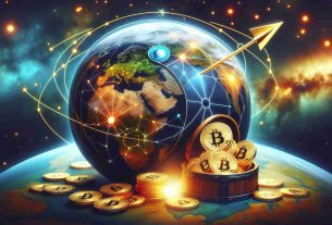 Generate a hyper-realistic high definition image of a metaphorical planet. On this planet symbolism, insert a visual representation of aiming towards the stars, illustrated by an arrow or a hand reaching out into the cosmos. Additionally, on the surface of the planet, represent a Bitcoin accumulation plan with a treasure chest overflowing with symbolic Bitcoin coins.