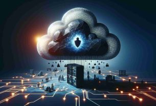 A high-definition symbolic image illustrating the concept of emerging cyber threats posing risks to cloud security. Please depict an ominous cloud floating above a representation of a intricate digital network. Emerging from the cloud, visualise ominous figures or symbols that can represent the concept of a cyber threat. The cloud itself should also have some darker nuances, symbolizing the danger it represents. To visually represent the defense mechanism, illustrate elements of a protective layer enveloping the digital network trying to prevent the penetration from the digital cloud threats.