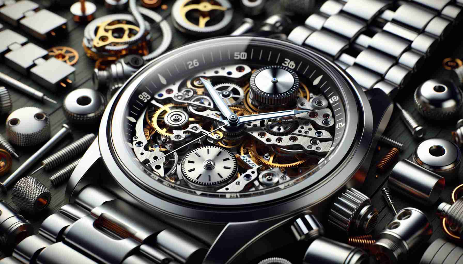 Generate a realistic high-definition image that displays the exploration of workmanship discrepancies in titanium watches. Include various models and designs of watches made with titanium metals, focusing on the differences in craftsmanship details such as their mechanisms, bezels, watch bands and dials. Some watches should be shown taken apart highlighting the internal structure and others should be intact. Use macro photography techniques to emphasize small details and variations.