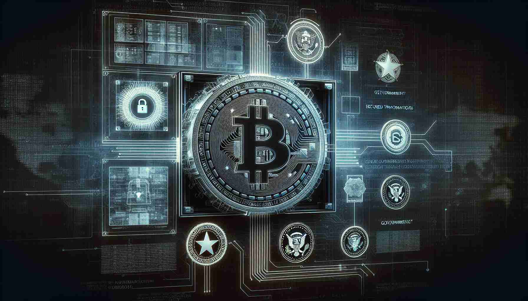 High-definition image showcasing modern technology used in cryptographic digital wallet security systems, presented in the context of governmental institutions. The image features a sleek, contemporary digital wallet interface with complex cryptographic symbols, security measures like firewalls and anti-virus systems, and governmental seals. Moreover, it also visualizes the flow of secured transactions facilitating the use of blockchain technologies, thereby portraying the avant-garde development in US state-level security systems for cryptocurrency.