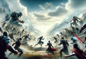 A high-definition, lifelike image featuring a scene from a revolutionary, groundbreaking video game. The scene depicts an epic showdown between two powerful characters. They should be in a vast, open-world setting, with each character displaying their unique abilities. An atmosphere of intense competition, rarity, and the thrill of in-game battle should be clearly visible.